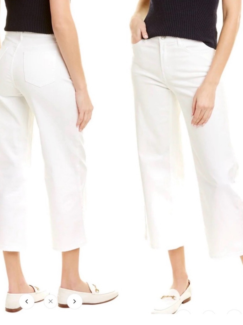 J. McLaughlin Charter Pants Jeans White Crop Wide Leg Size 4